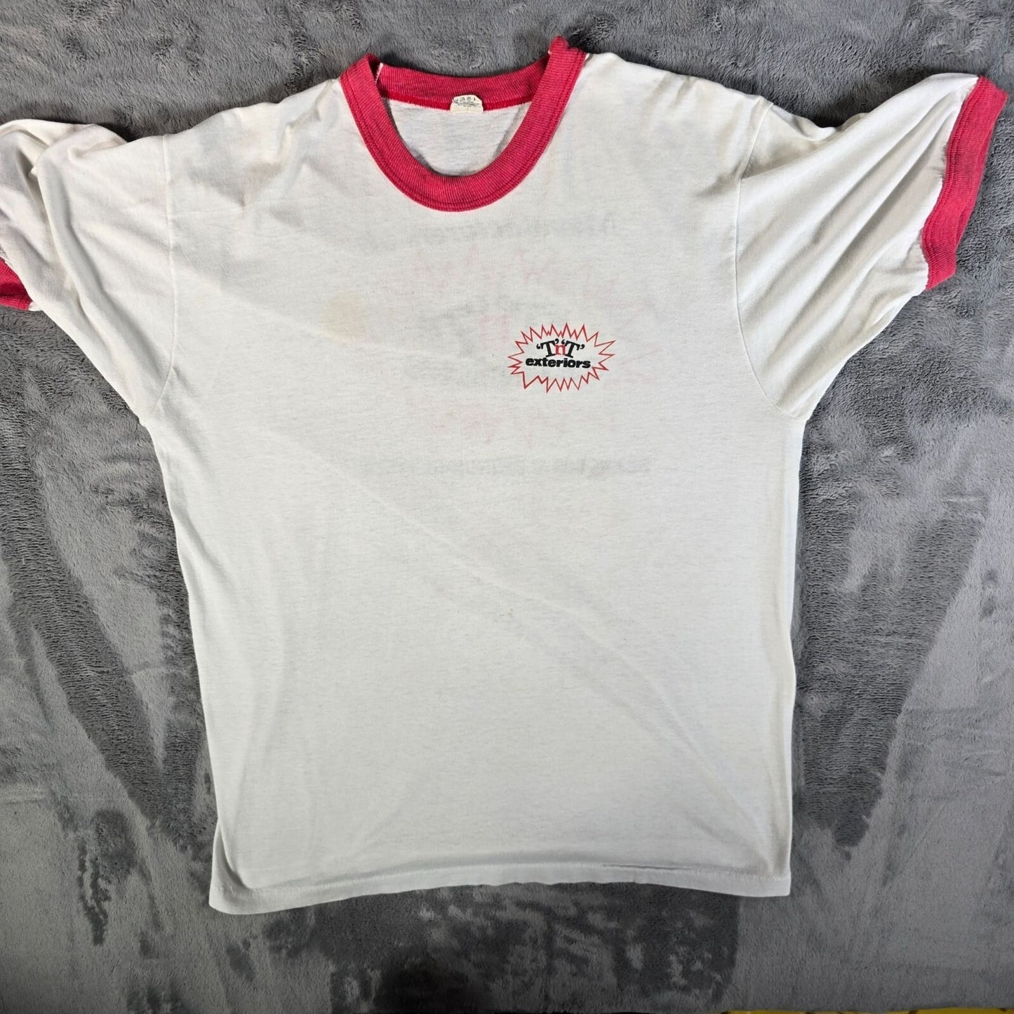 Vintage 1980s Screen Stars 'T'N'T' Exteriors Ringer Tee Promo T-Shirt (M/L)