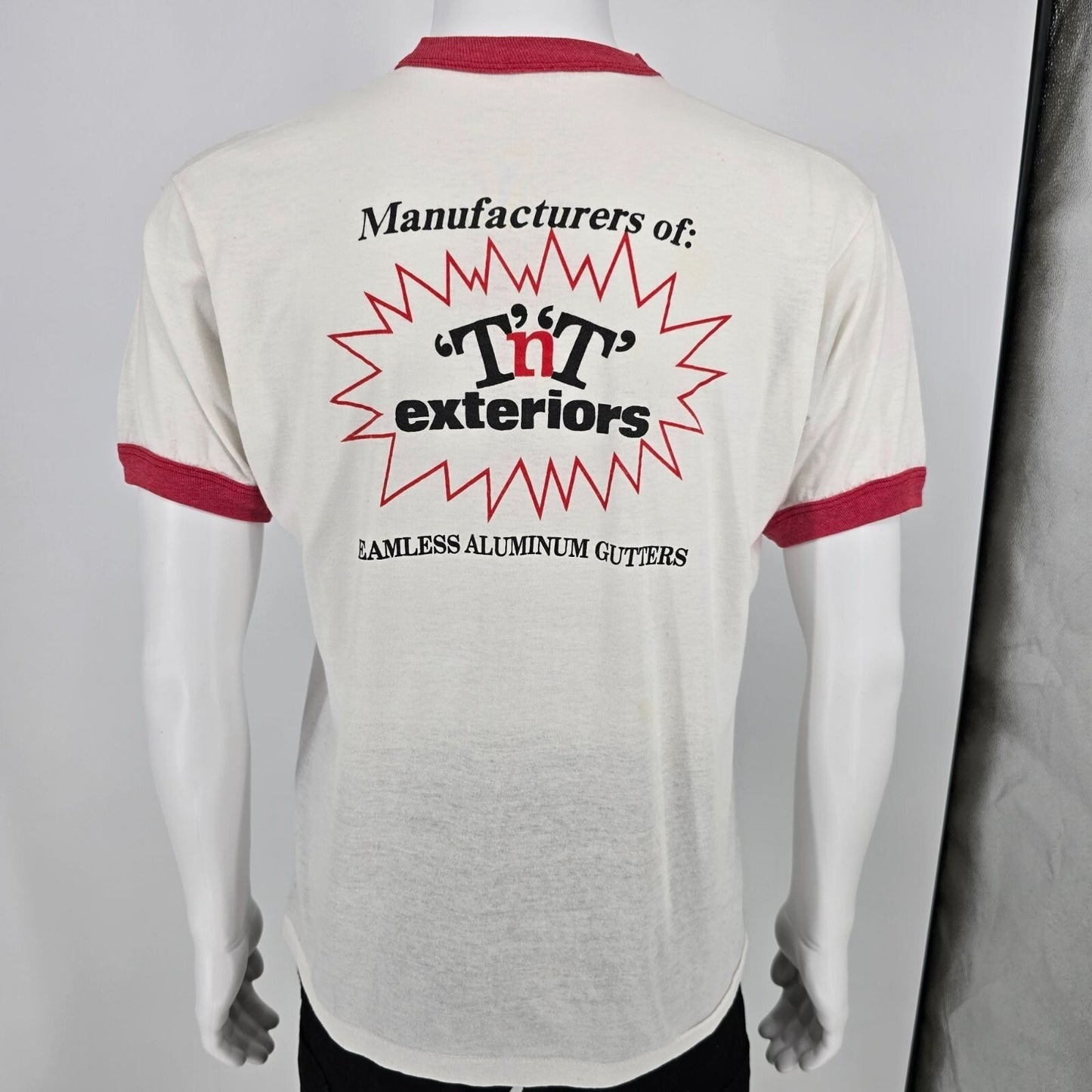 Vintage 1980s Screen Stars 'T'N'T' Exteriors Ringer Tee Promo T-Shirt (M/L)