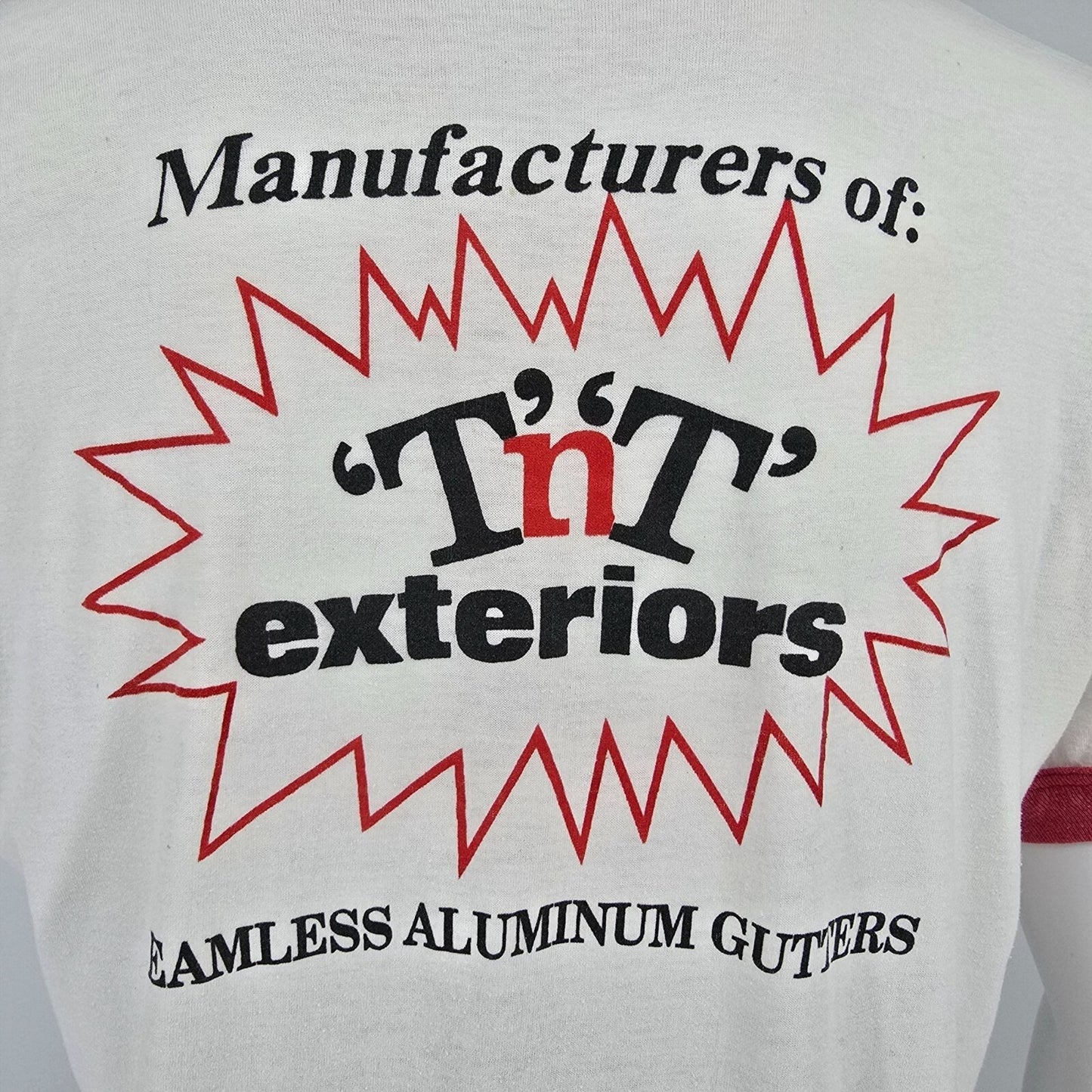 Vintage 1980s Screen Stars 'T'N'T' Exteriors Ringer Tee Promo T-Shirt (M/L)