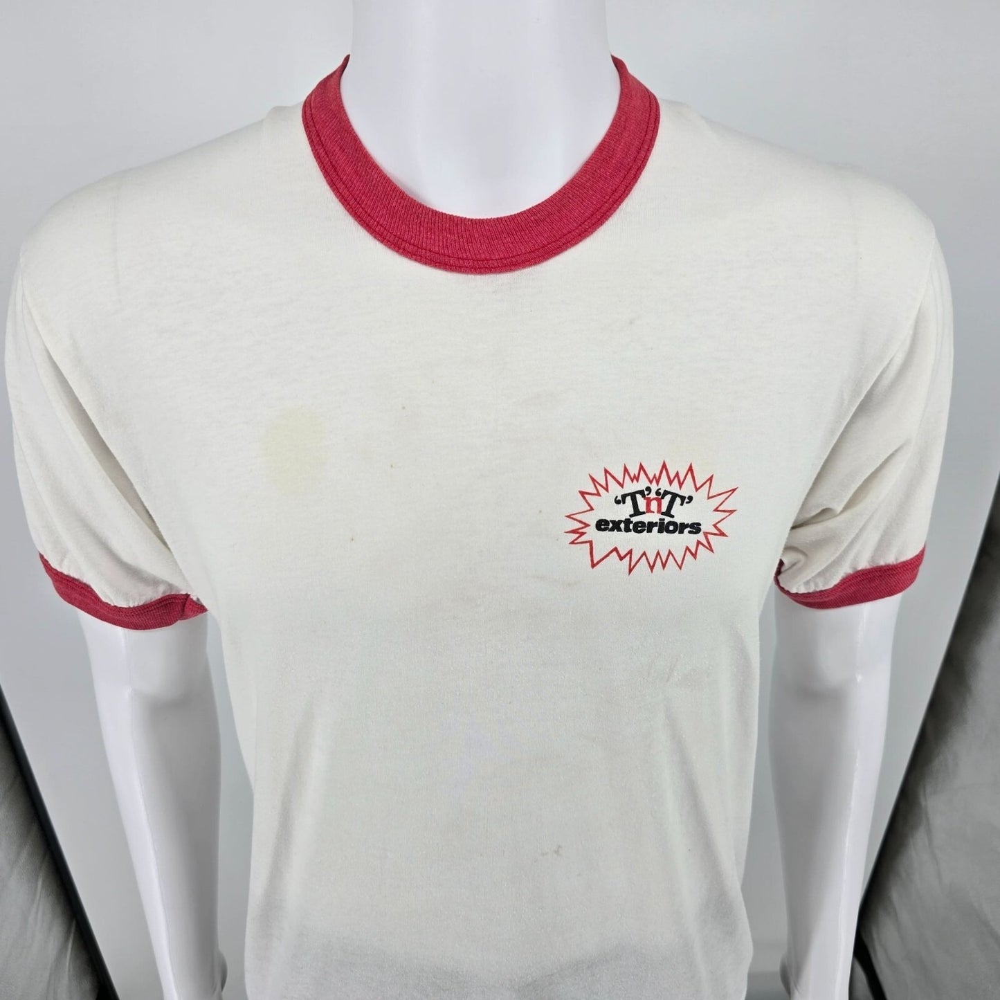 Vintage 1980s Screen Stars 'T'N'T' Exteriors Ringer Tee Promo T-Shirt (M/L)