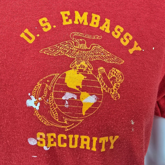 Vintage 1980s U.S. Embassy Security Muscat Oman Marine Detachment T-Shirt (M)