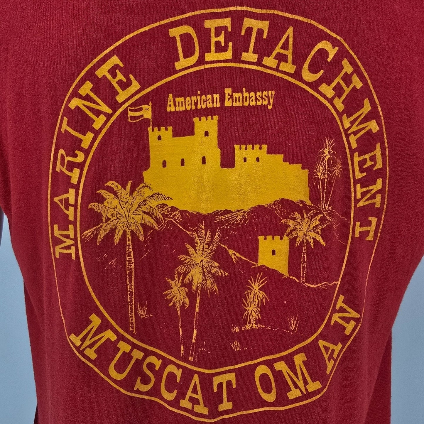 Vintage 1980s U.S. Embassy Security Muscat Oman Marine Detachment T-Shirt (M)