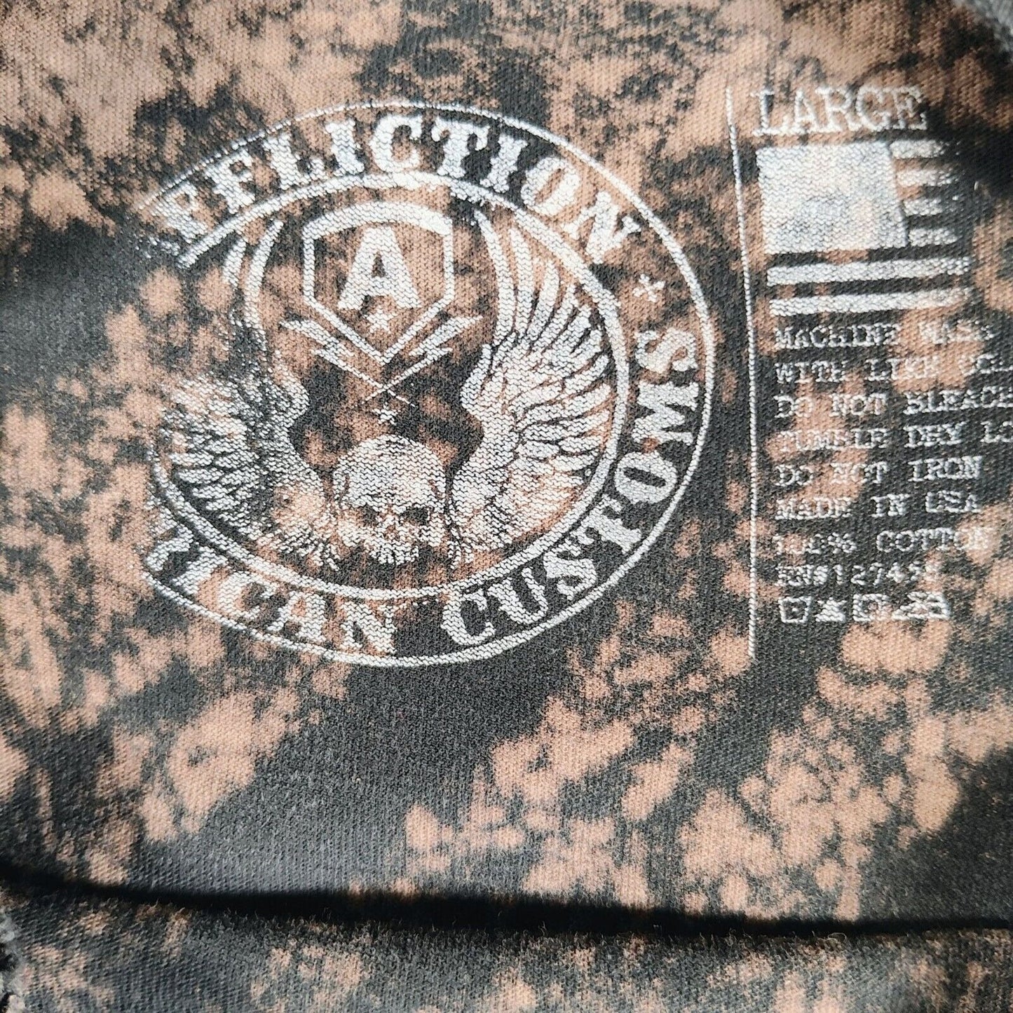 Vintage Y2K Affliction "Live Fast" Logo All Over Print Brown Graphic T-Shirt (L)
