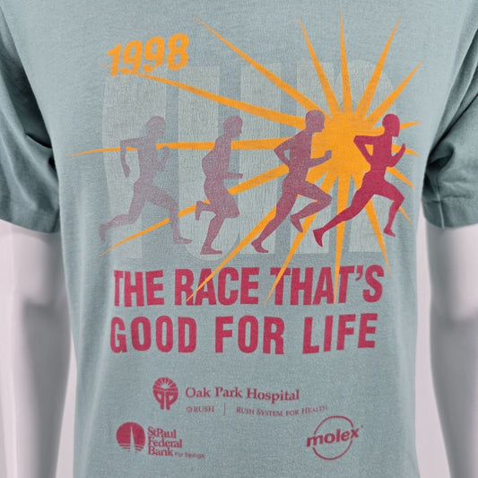 Vintage 1998 Oak Park Runners Club "The Race That's Good for Life" T-Shirt (S/M)