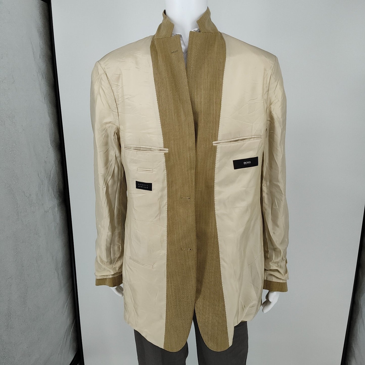 Boss Hugo Boss Brown Chevron Pattern Bertolucci US Sport Coat 44L (*FLAWS*)