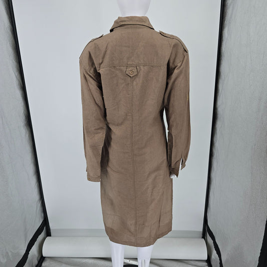 Vintage 1990s David Benjamin Ramie Blend Midi Safari Shirt Dress (10/M)