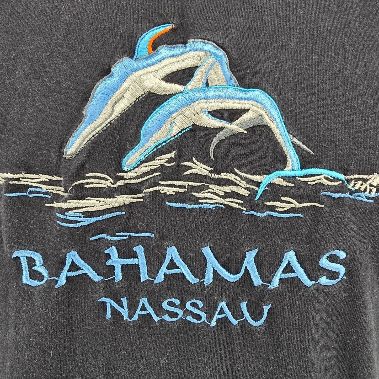 Vintage 1990s Dorsett Tee's Nassau Bahamas Embroidered Dolphins T-Shirt (XXL)
