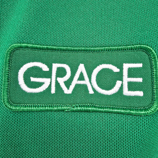 Vintage 1970s K-Brand "Grace" Patch Kelly Green Ideal Zipper Zip Hoodie (S)