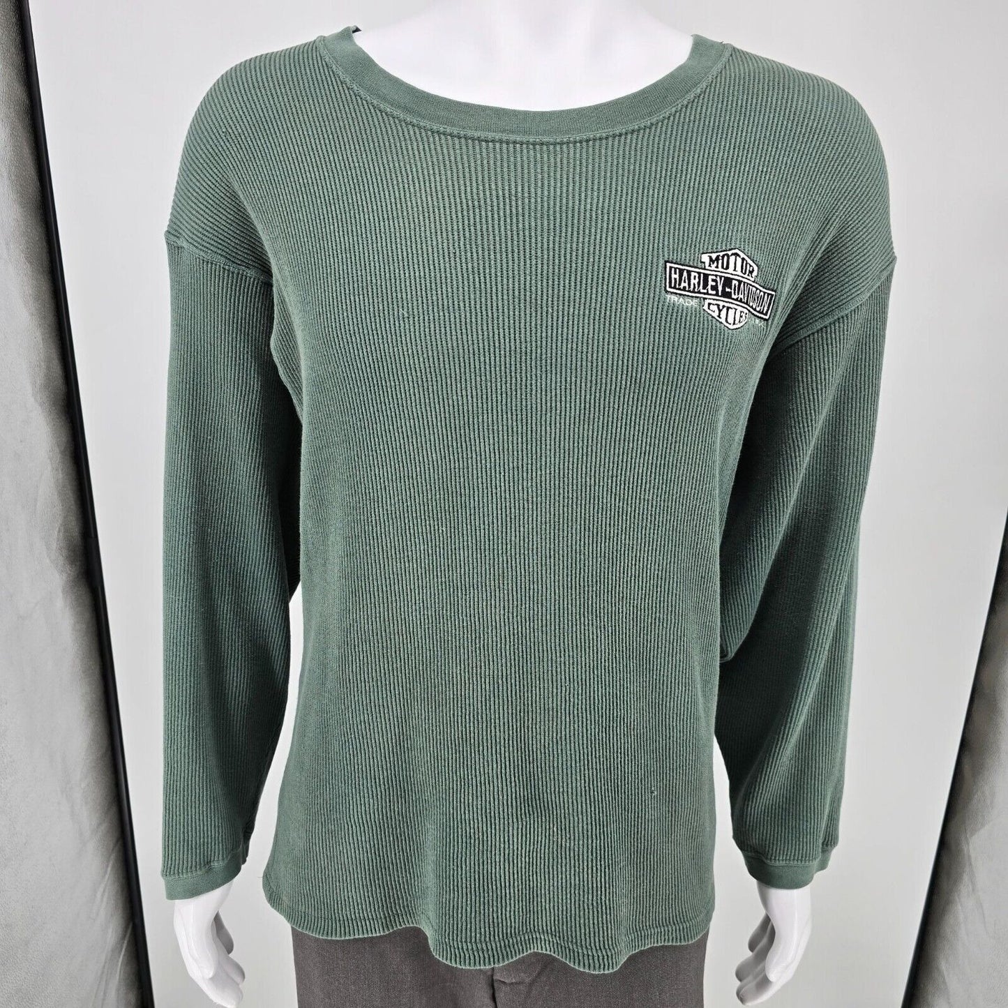 Vintage Y2K Made in USA Embroidered Harley-Davidson Motorcycles Thermal Shirt -L