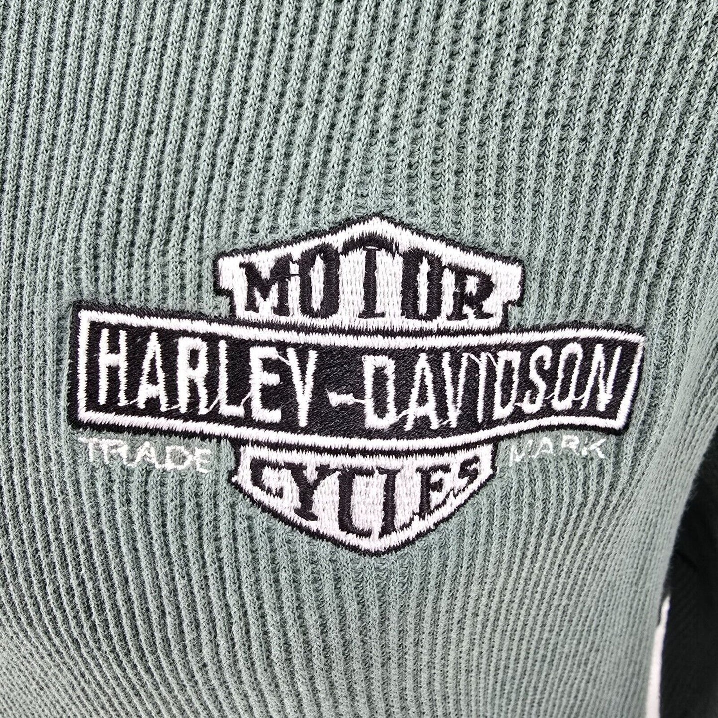 Vintage Y2K Made in USA Embroidered Harley-Davidson Motorcycles Thermal Shirt -L