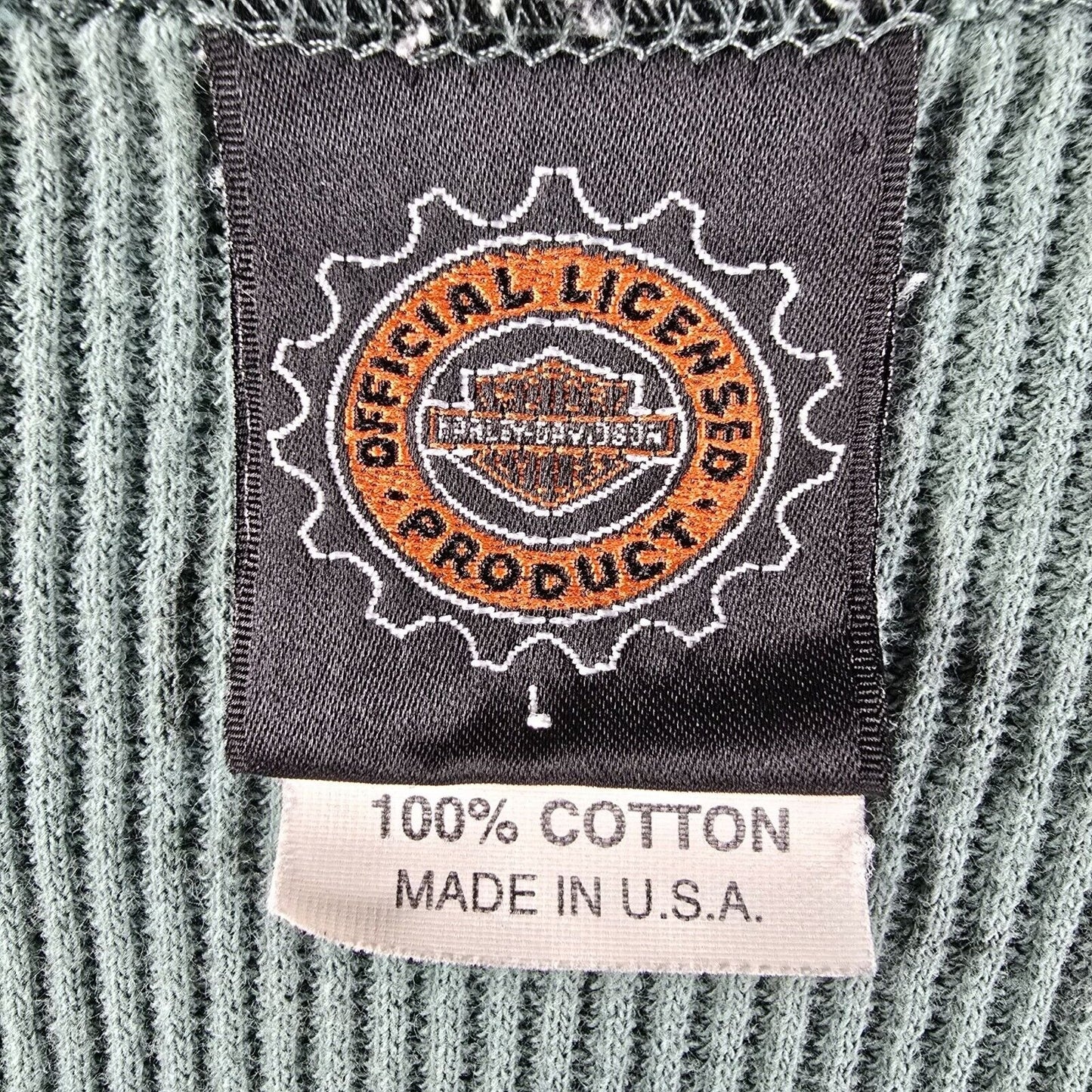 Vintage Y2K Made in USA Embroidered Harley-Davidson Motorcycles Thermal Shirt -L