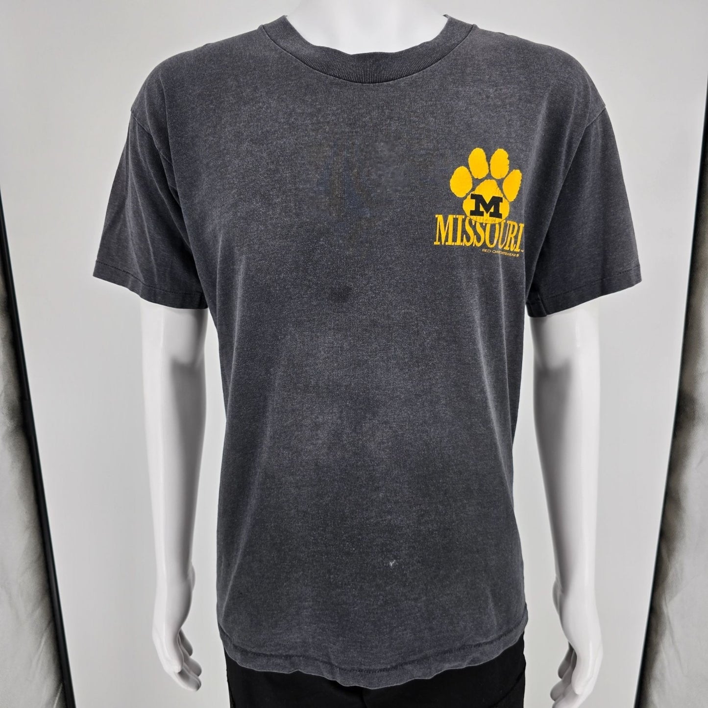 Vintage 1990s Red Oak Sportswear University of Missouri Faded Black T-Shirt (XL)