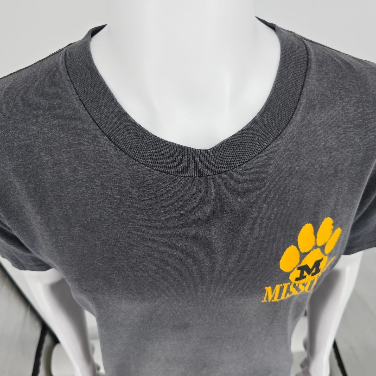 Vintage 1990s Red Oak Sportswear University of Missouri Faded Black T-Shirt (XL)