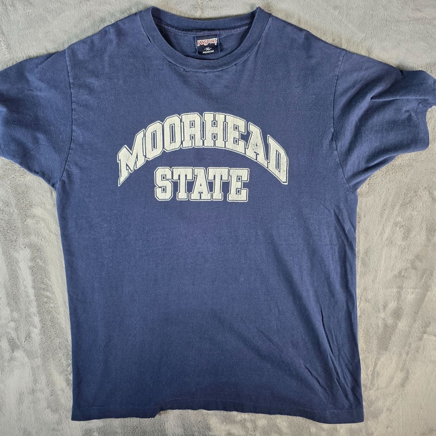 Vintage 1990s Jansport Moorhead State University Minnesota Navy Blue T-Shirt (L)