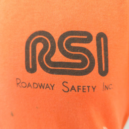 Distressed Vintage 1980s Sportswear Orange RSI Roadway Safety Inc. T-Shirt (M)