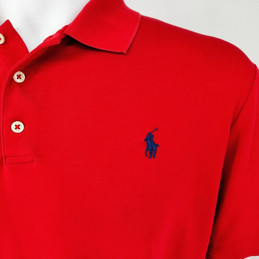 Polo Ralph Lauren Classic Fit Soft Jersey Red Polo with Blue Pony Logo (XL)
