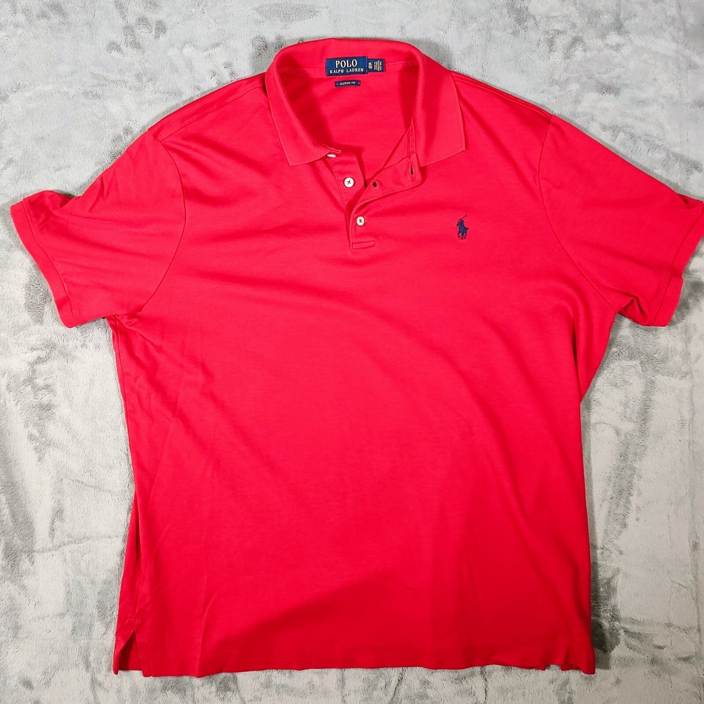 Polo Ralph Lauren Classic Fit Soft Jersey Red Polo with Blue Pony Logo (XL)