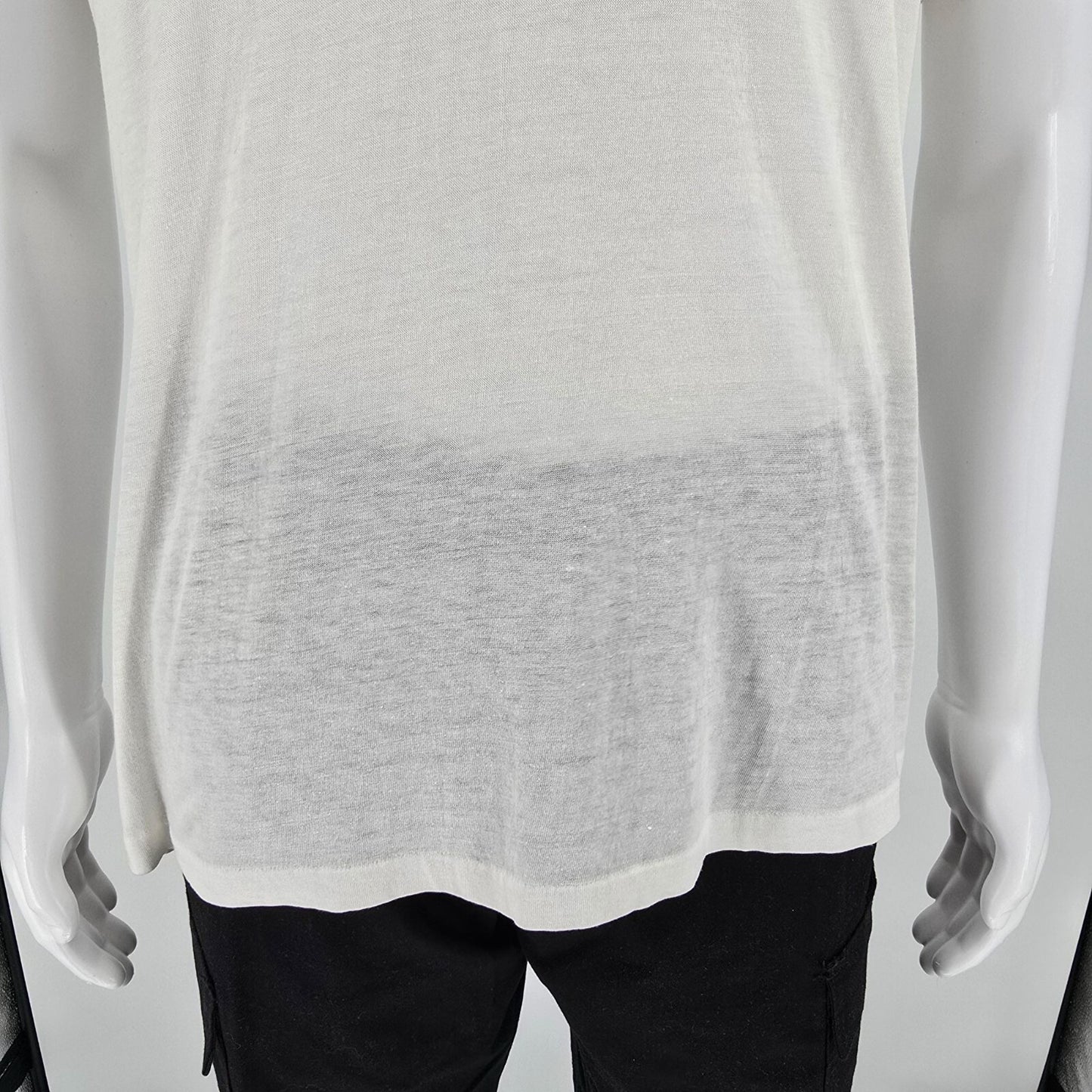 Vintage 1980s MunsingWear Thin White Blank V-Neck Cotton/Poly T-Shirt (XL)
