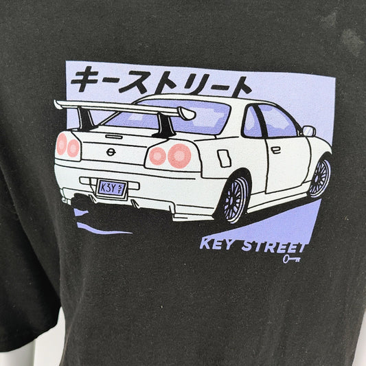 Key Street Nissan Skyline GT-R Black Graphic T-Shirt (2XL) *Flaw*