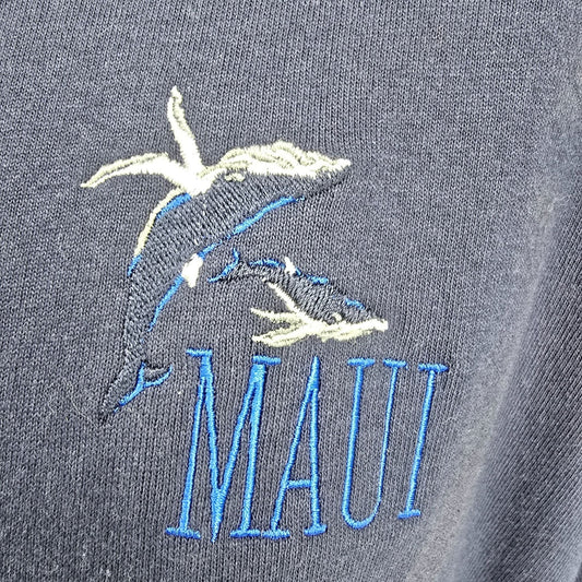 Vintage 1990s Anvil Cotton Deluxe Maui Dolphins Embroidered Henley T-Shirt (XL)