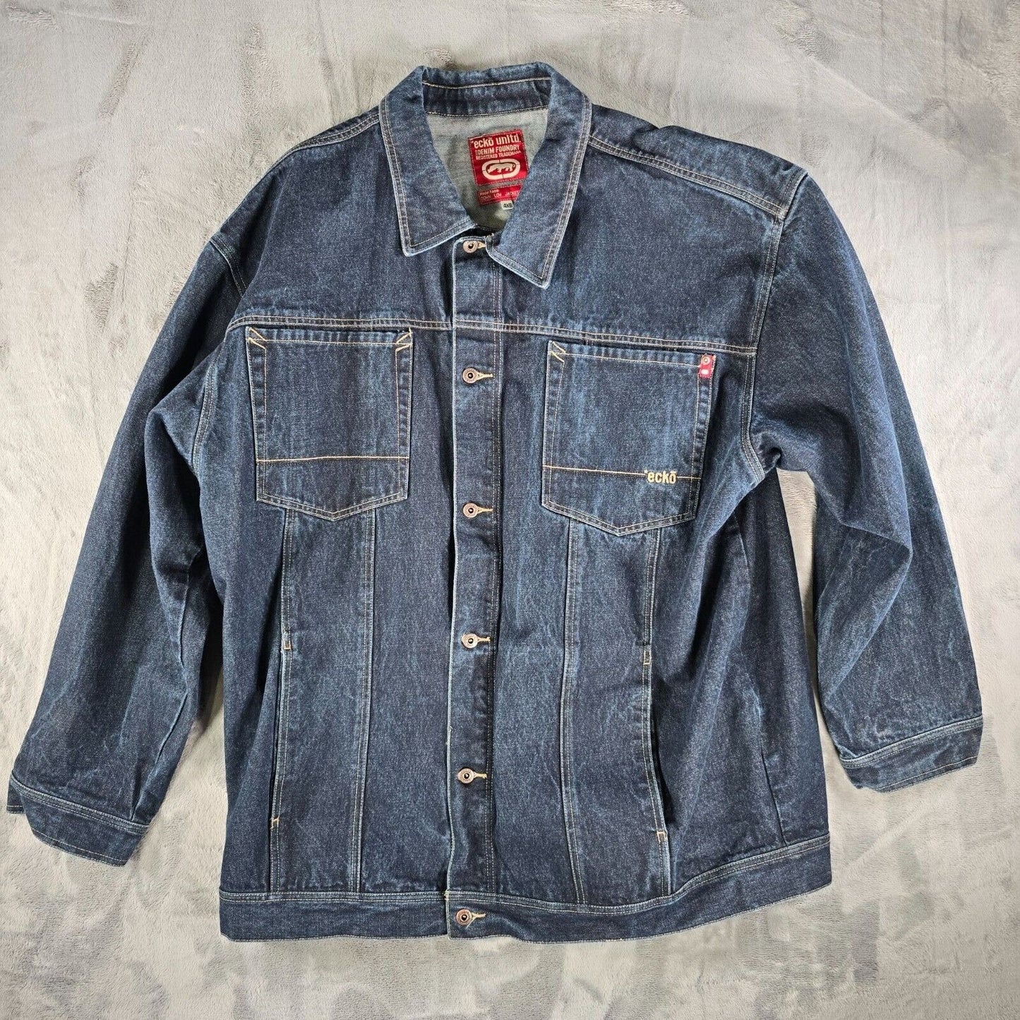 Vintage Y2K Ecko Unltd. Denim Foundry Blue Denim Down Low Jacket (4XB)