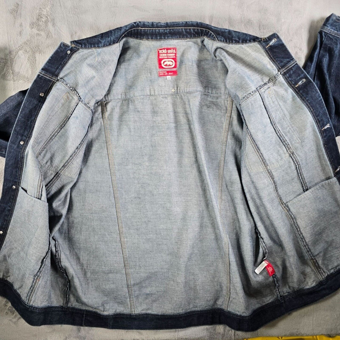 Vintage Y2K Ecko Unltd. Denim Foundry Blue Denim Down Low Jacket (4XB)