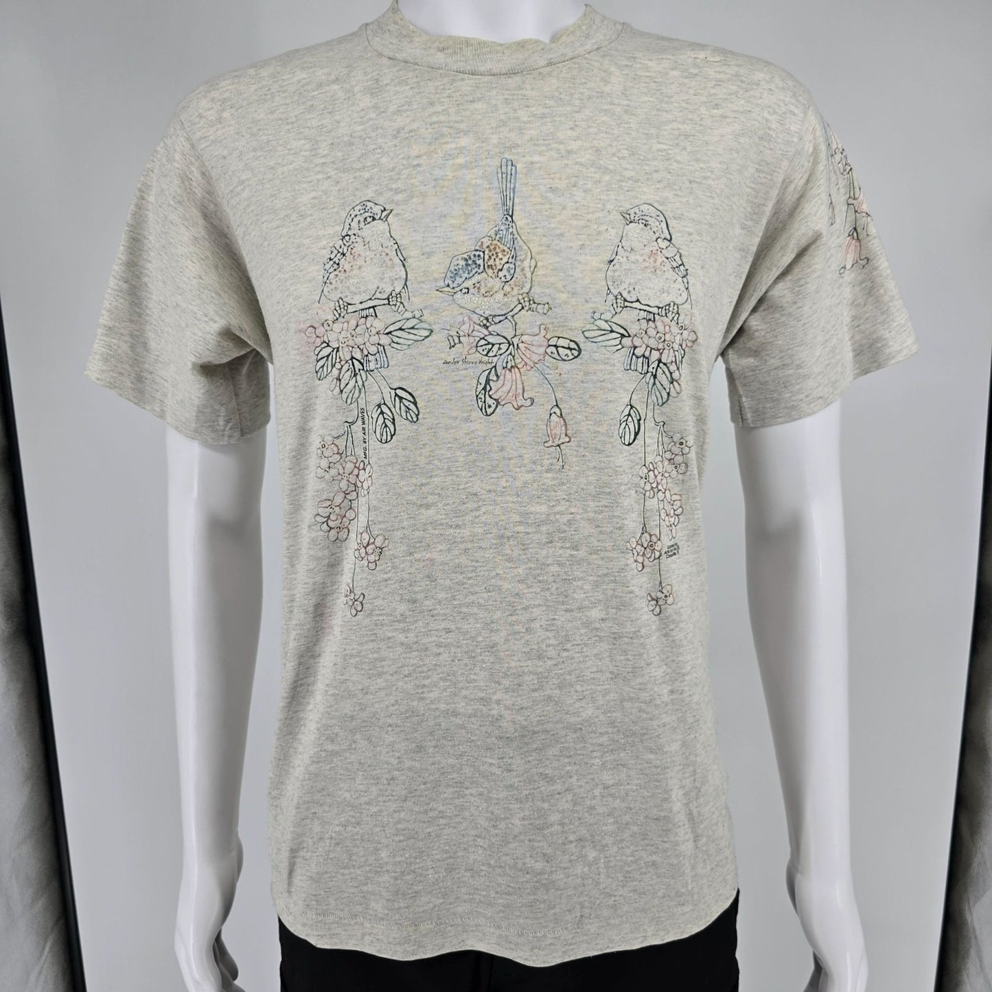 Vintage 1990s Carolyn Shores Wright Bird & Floral Art Single Stitch T-Shirt (M)