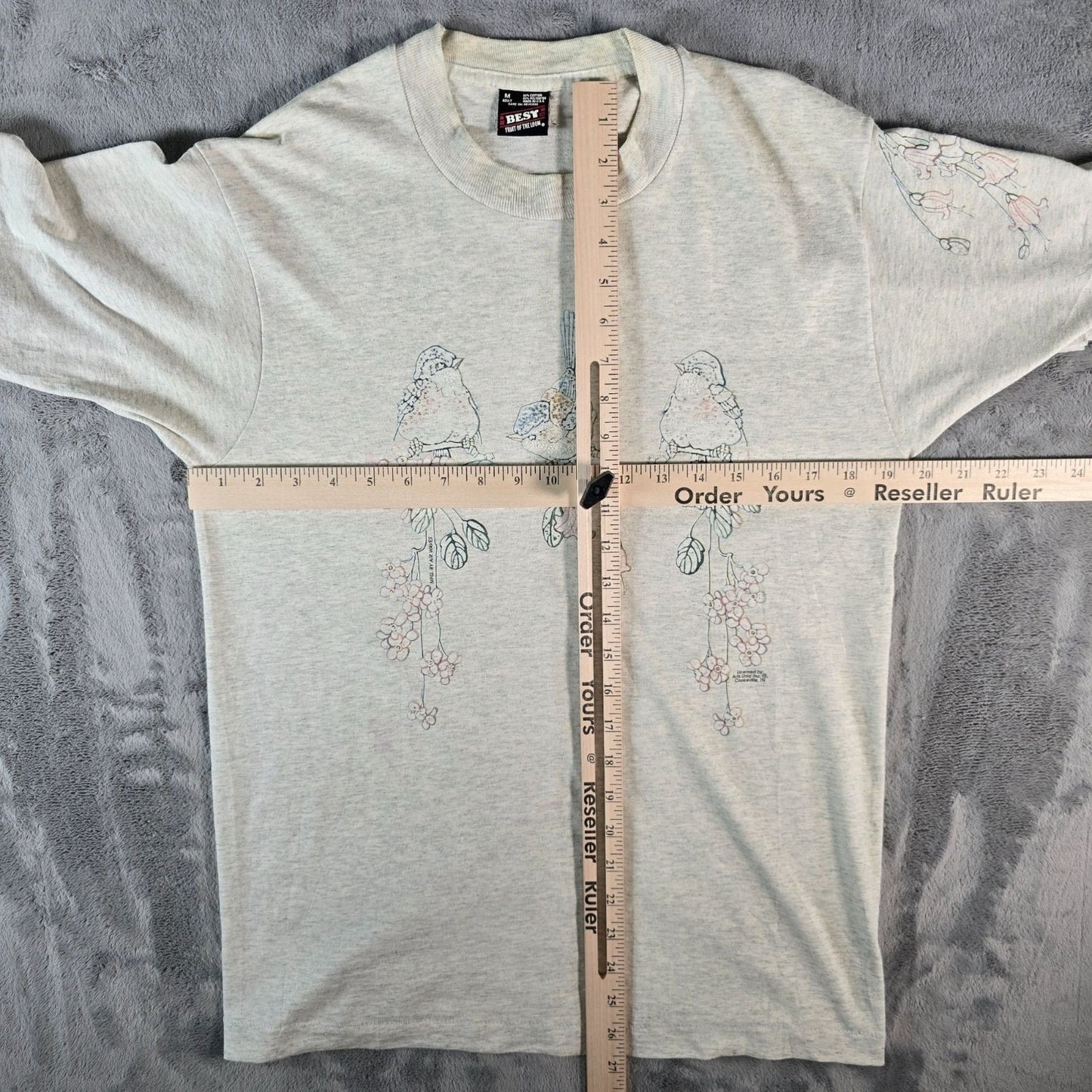 Vintage 1990s Carolyn Shores Wright Bird & Floral Art Single Stitch T-Shirt (M)