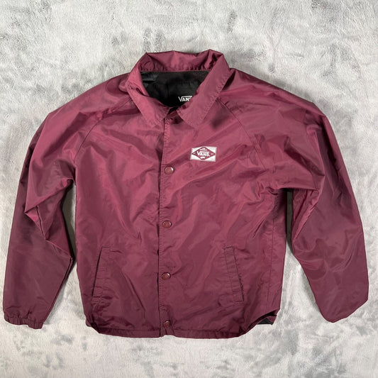 Vans "Off The Wall" Boy's Burgundy Lined Nylon Torrey Coaches' Jacket (Youth M)