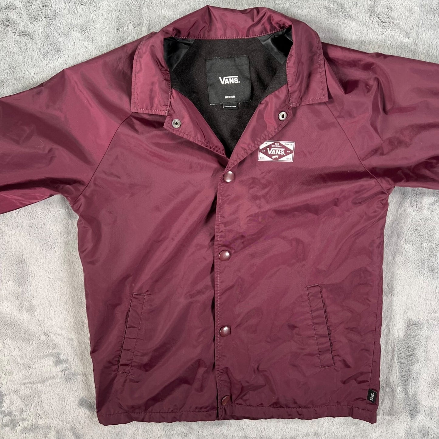 Vans "Off The Wall" Boy's Burgundy Lined Nylon Torrey Coaches' Jacket (Youth M)