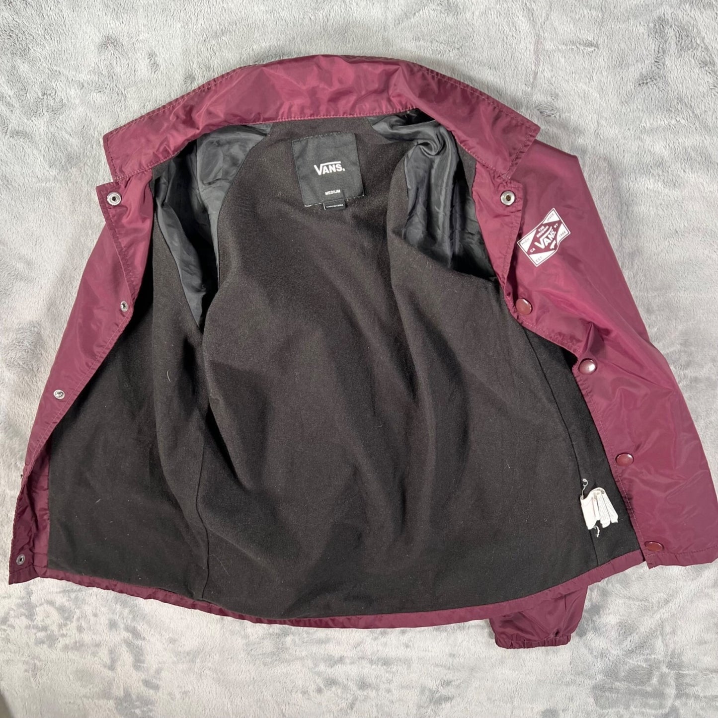 Vans "Off The Wall" Boy's Burgundy Lined Nylon Torrey Coaches' Jacket (Youth M)