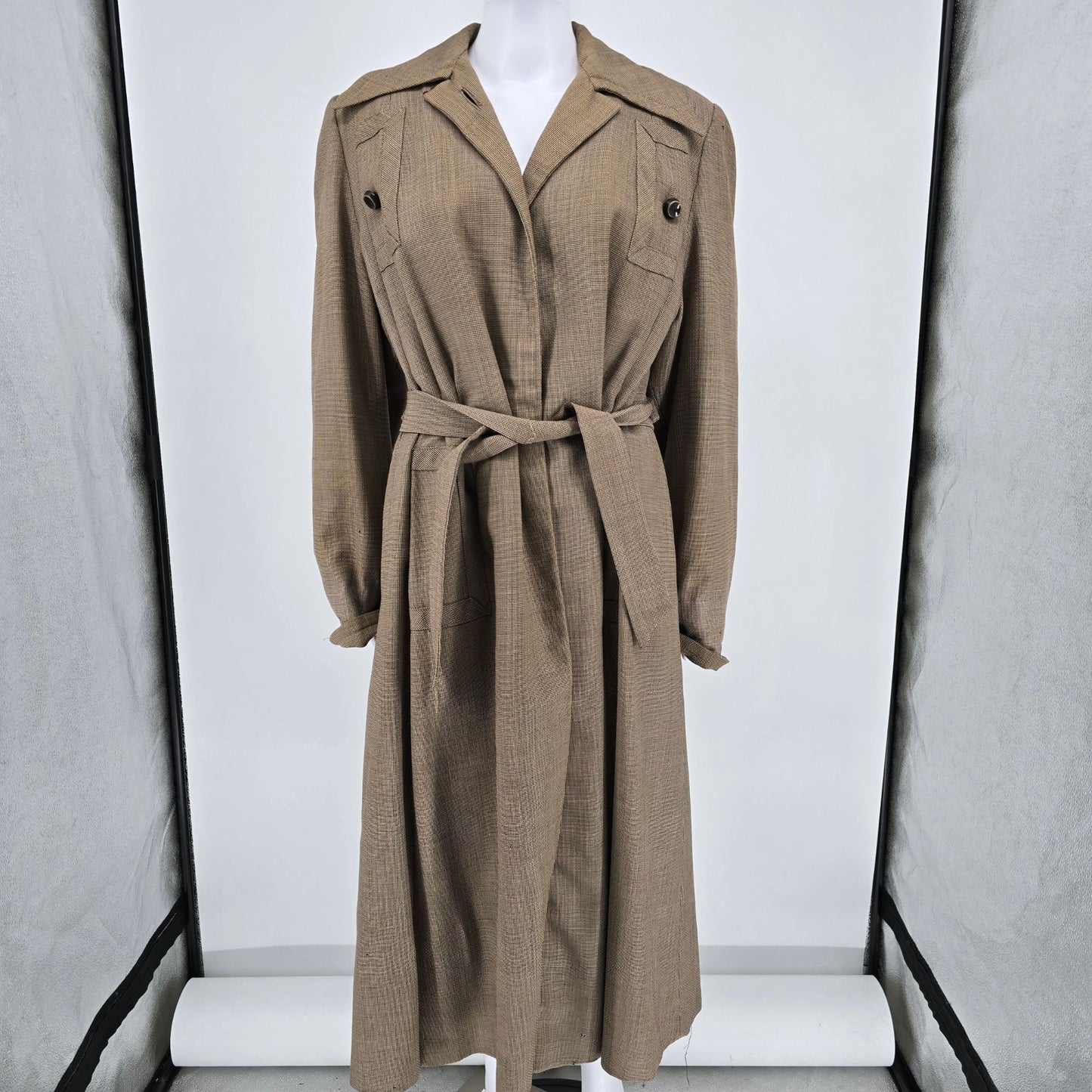 Vintage 1940s Zippitt Original by Betty Jean Houndstooth Trench Coat (M/L) *Fair
