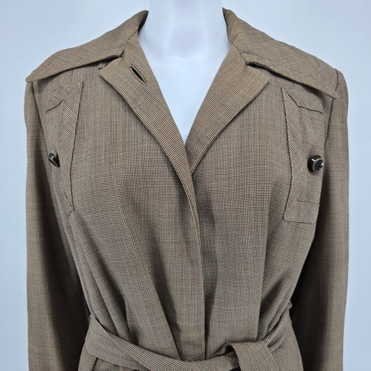 Vintage 1940s Zippitt Original by Betty Jean Houndstooth Trench Coat (M/L) *Fair