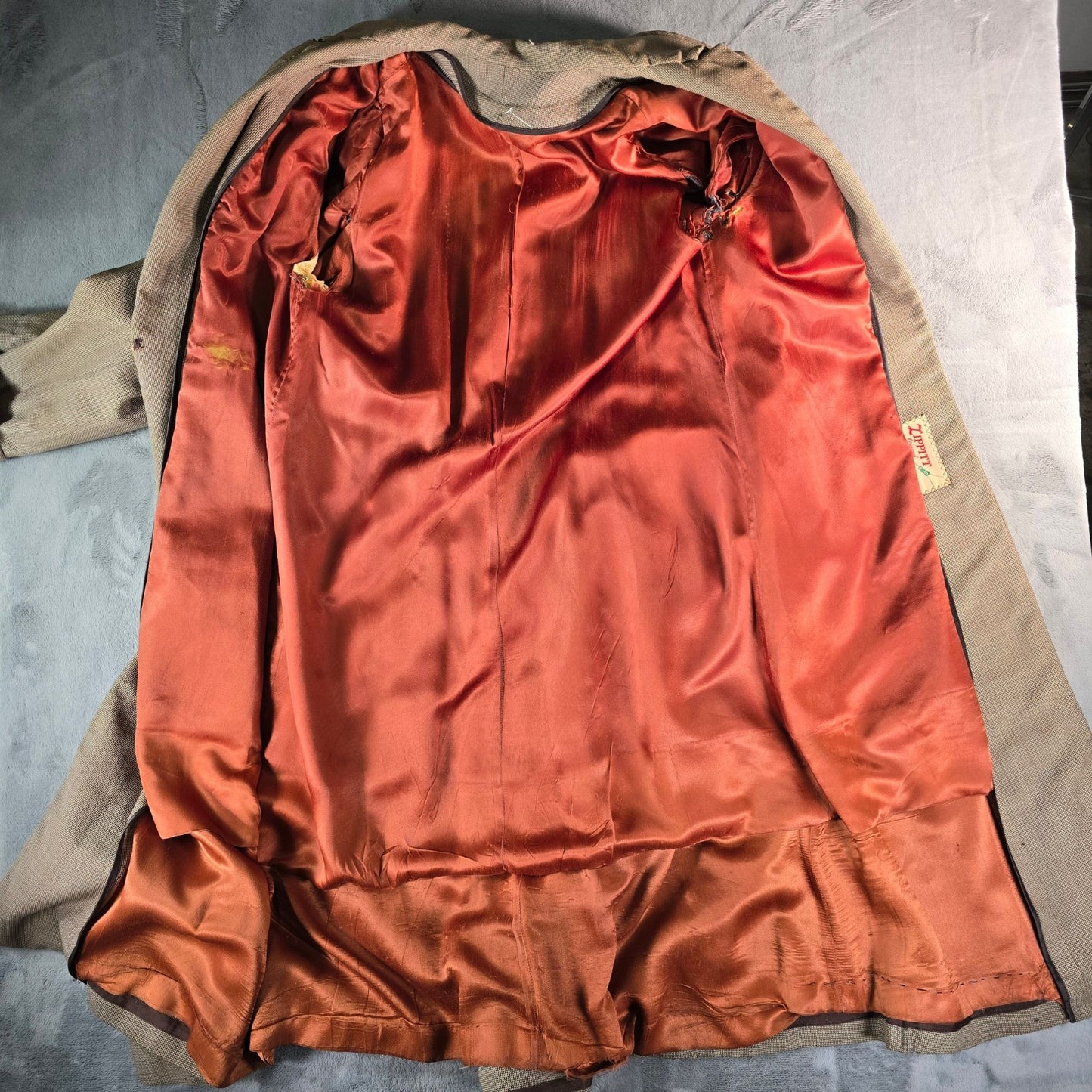 Vintage 1940s Zippitt Original by Betty Jean Houndstooth Trench Coat (M/L) *Fair