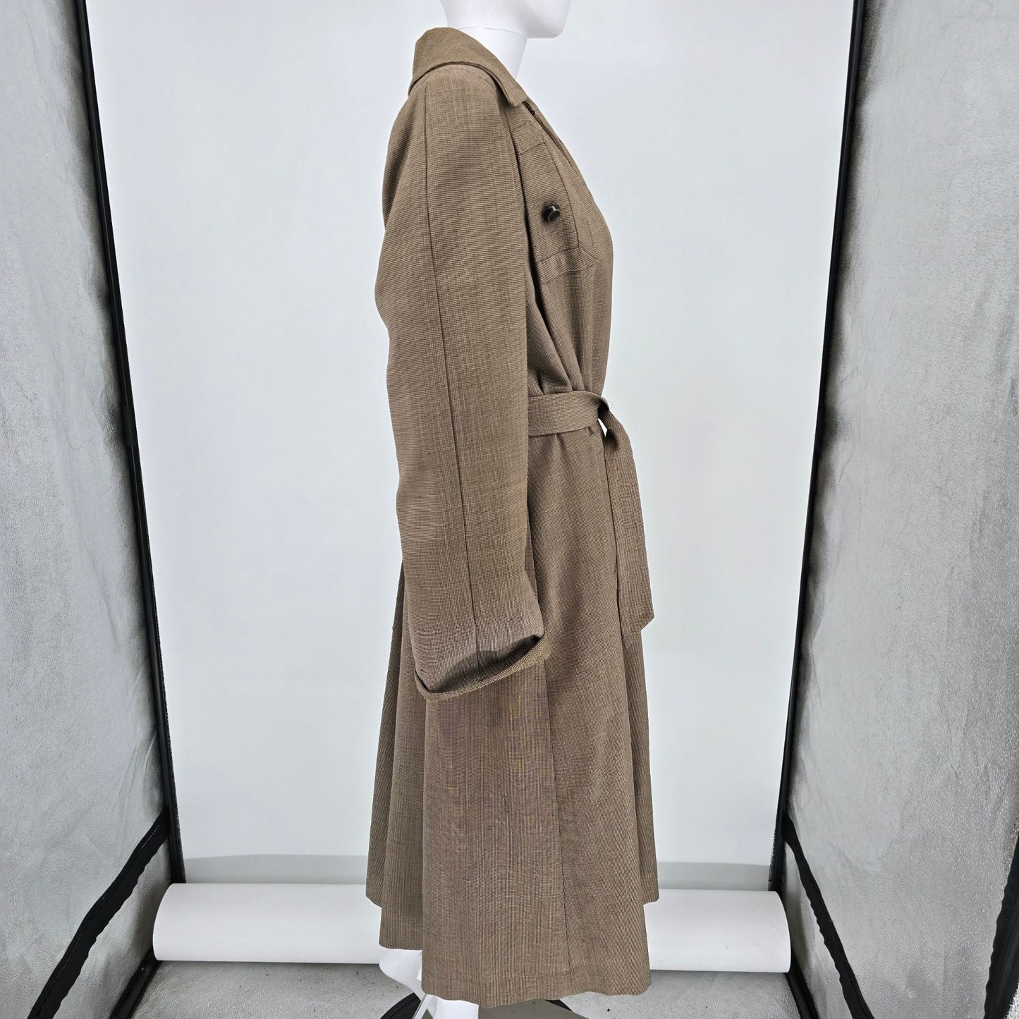 Vintage 1940s Zippitt Original by Betty Jean Houndstooth Trench Coat (M/L) *Fair