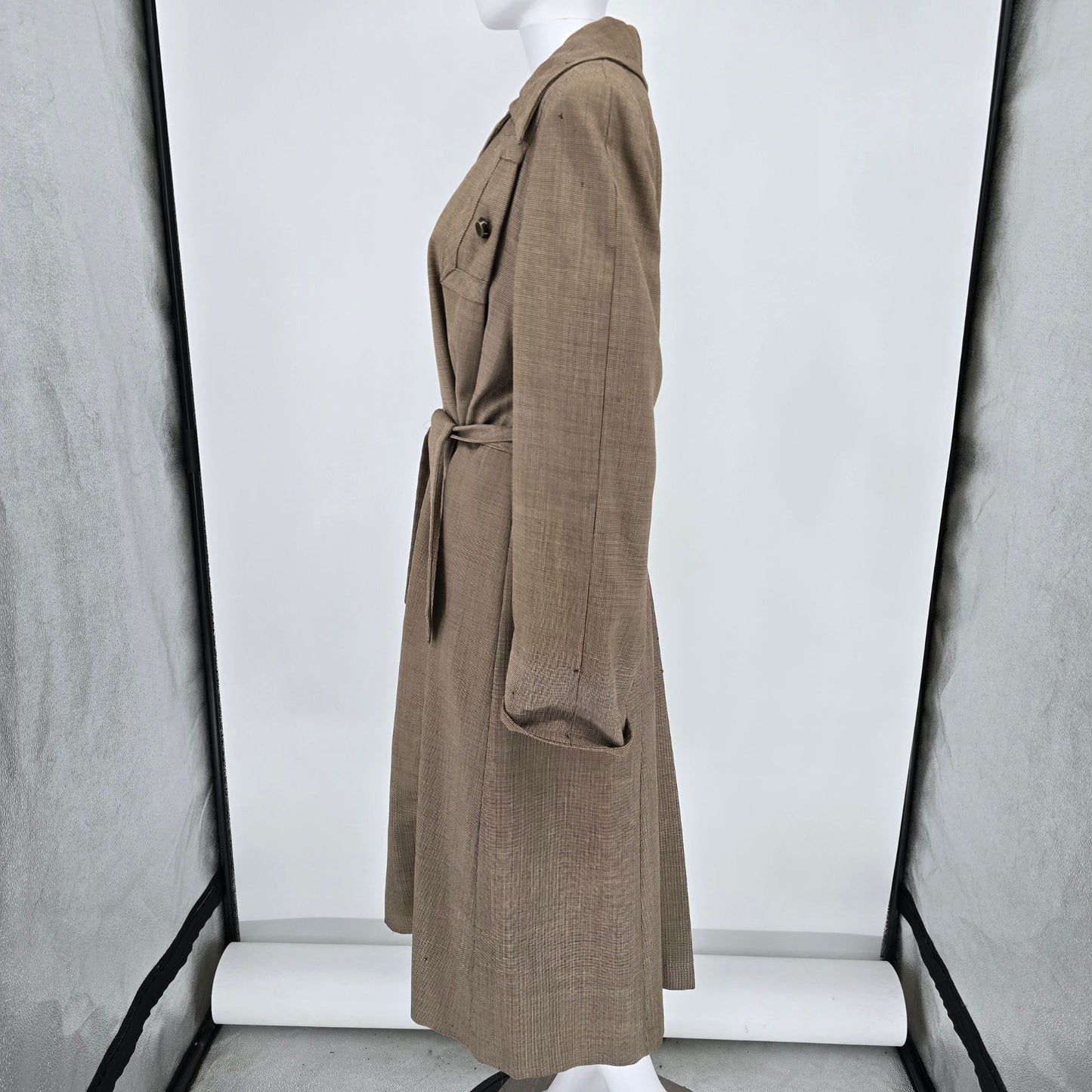 Vintage 1940s Zippitt Original by Betty Jean Houndstooth Trench Coat (M/L) *Fair