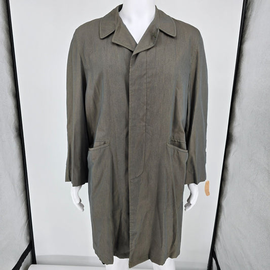 Vintage 1950s "The All Weather Coat" Gabardine Shell Satin Lined Raincoat (L)