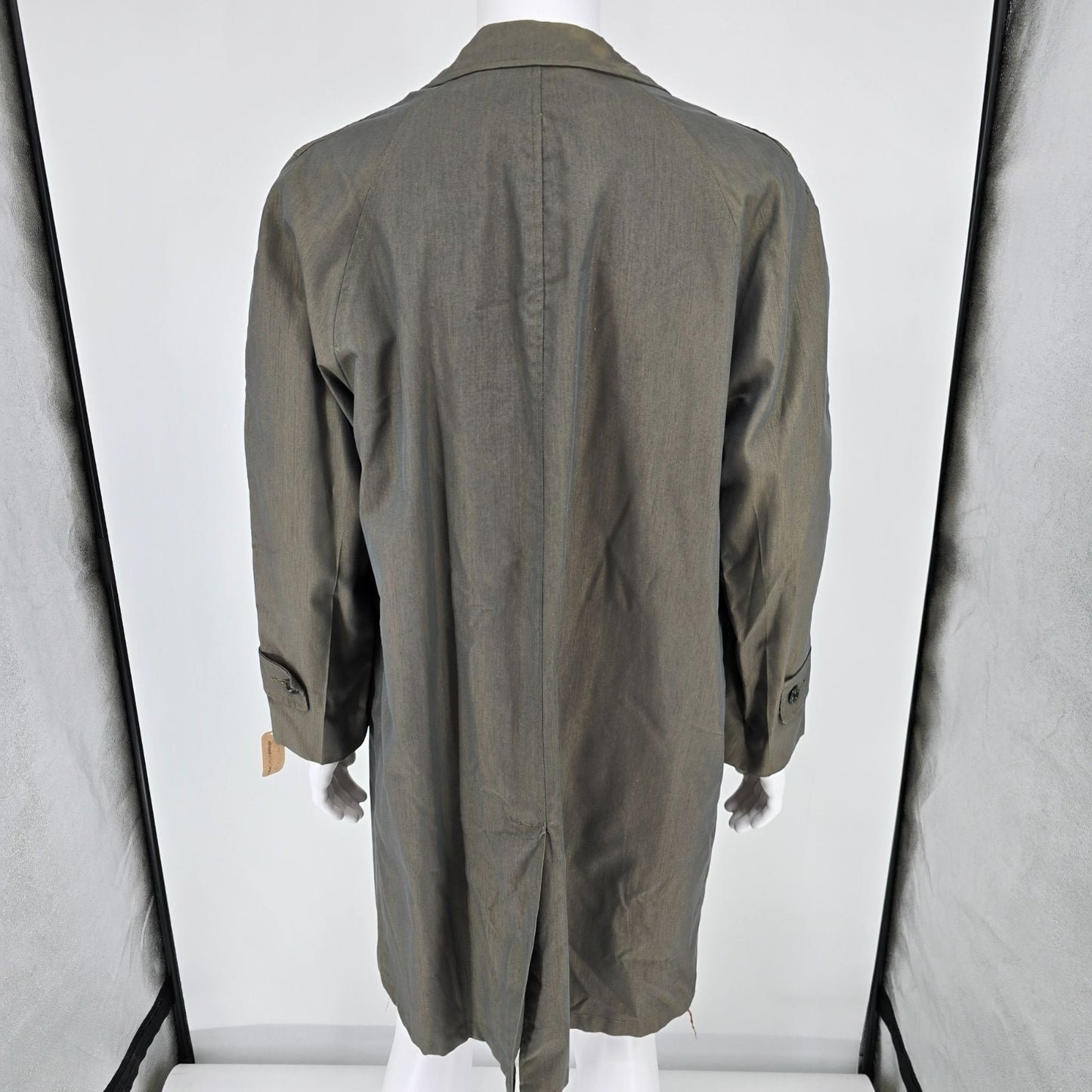 Vintage 1950s "The All Weather Coat" Gabardine Shell Satin Lined Raincoat (L)