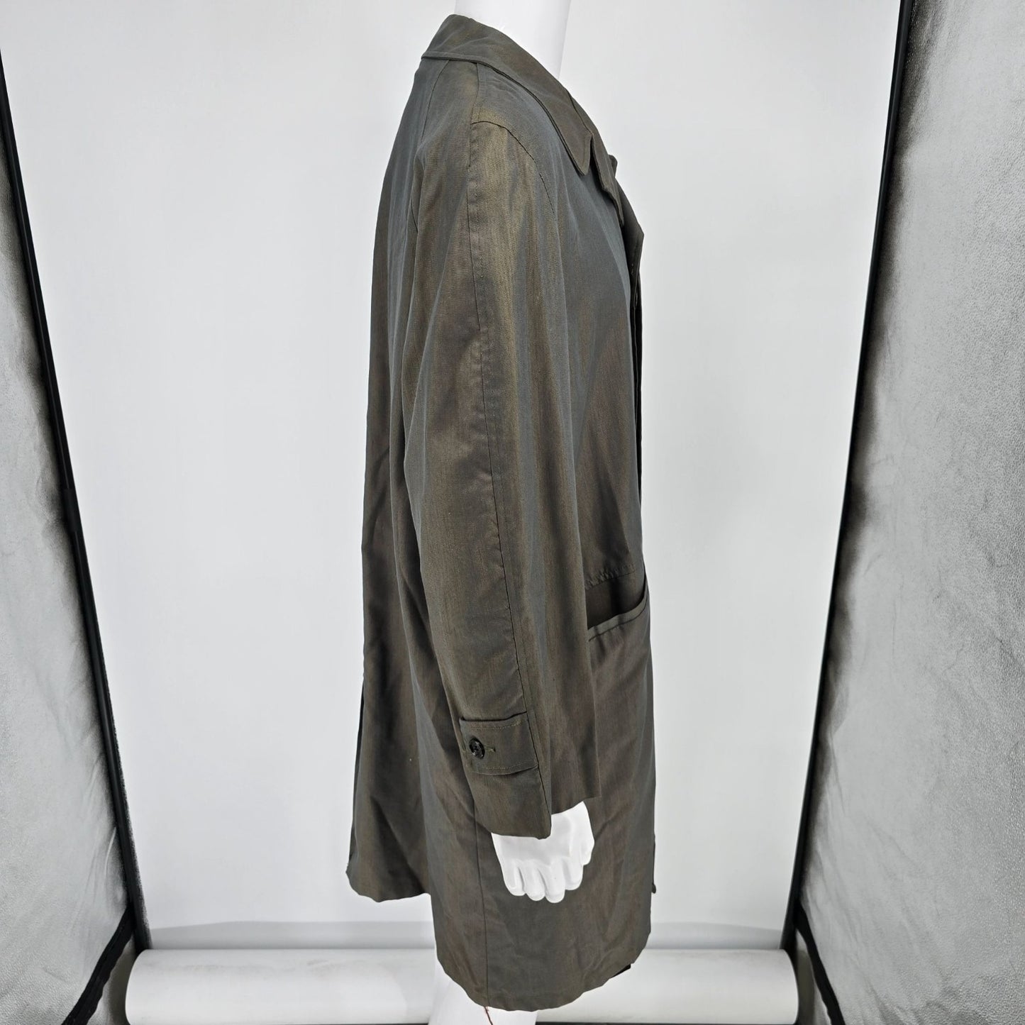 Vintage 1950s "The All Weather Coat" Gabardine Shell Satin Lined Raincoat (L)