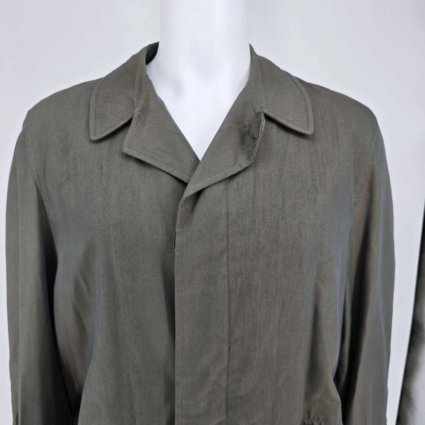 Vintage 1950s "The All Weather Coat" Gabardine Shell Satin Lined Raincoat (L)