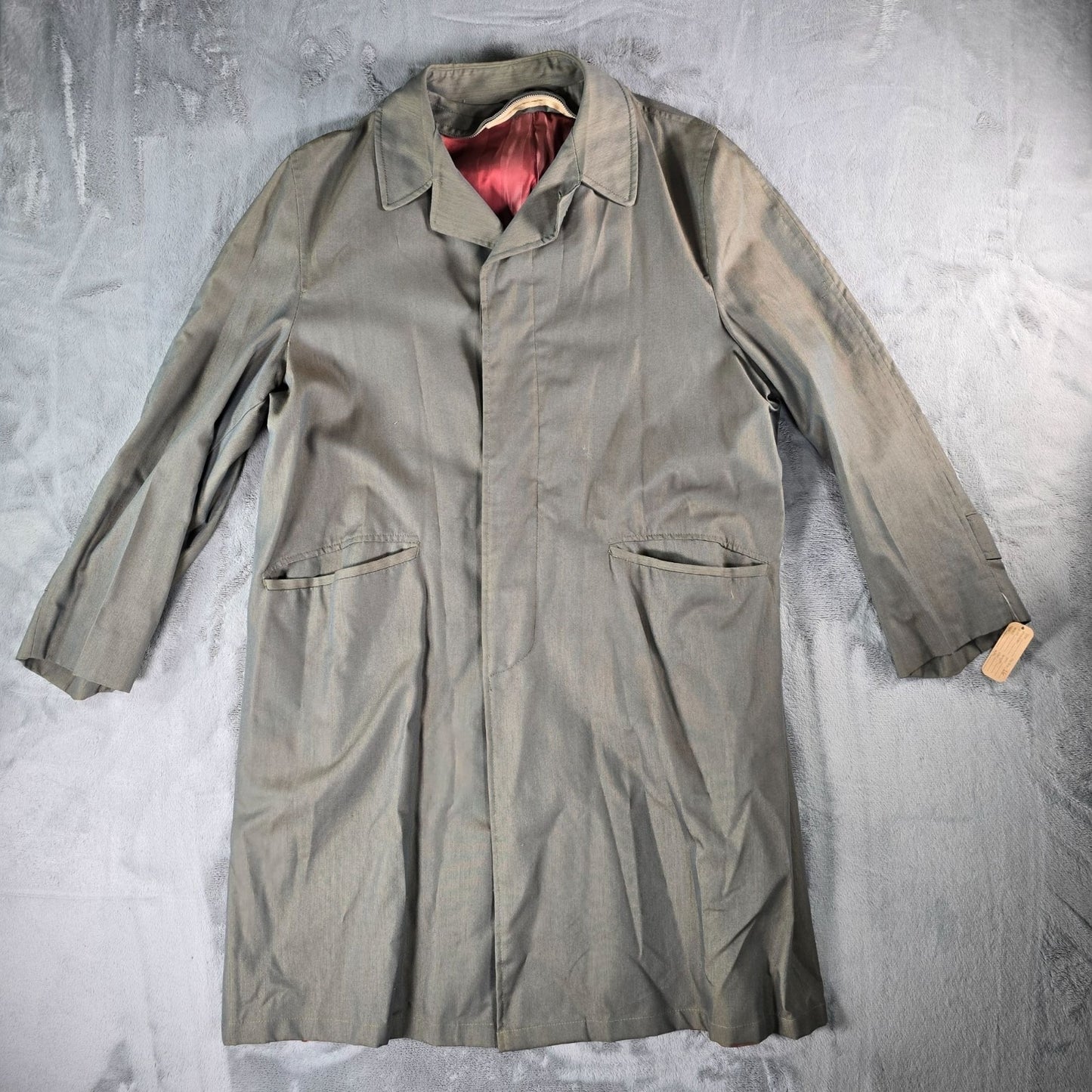 Vintage 1950s "The All Weather Coat" Gabardine Shell Satin Lined Raincoat (L)