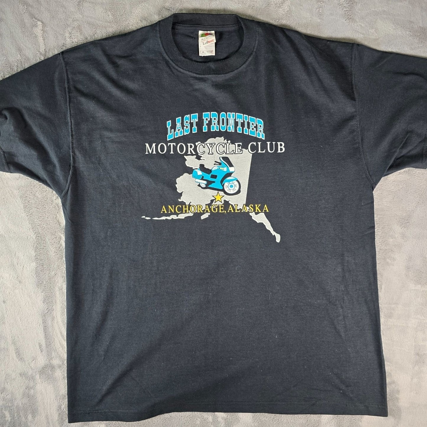 Vintage Y2K Last Frontier Motorcycle Club Anchorage Alaska Black T-Shirt (2XL)