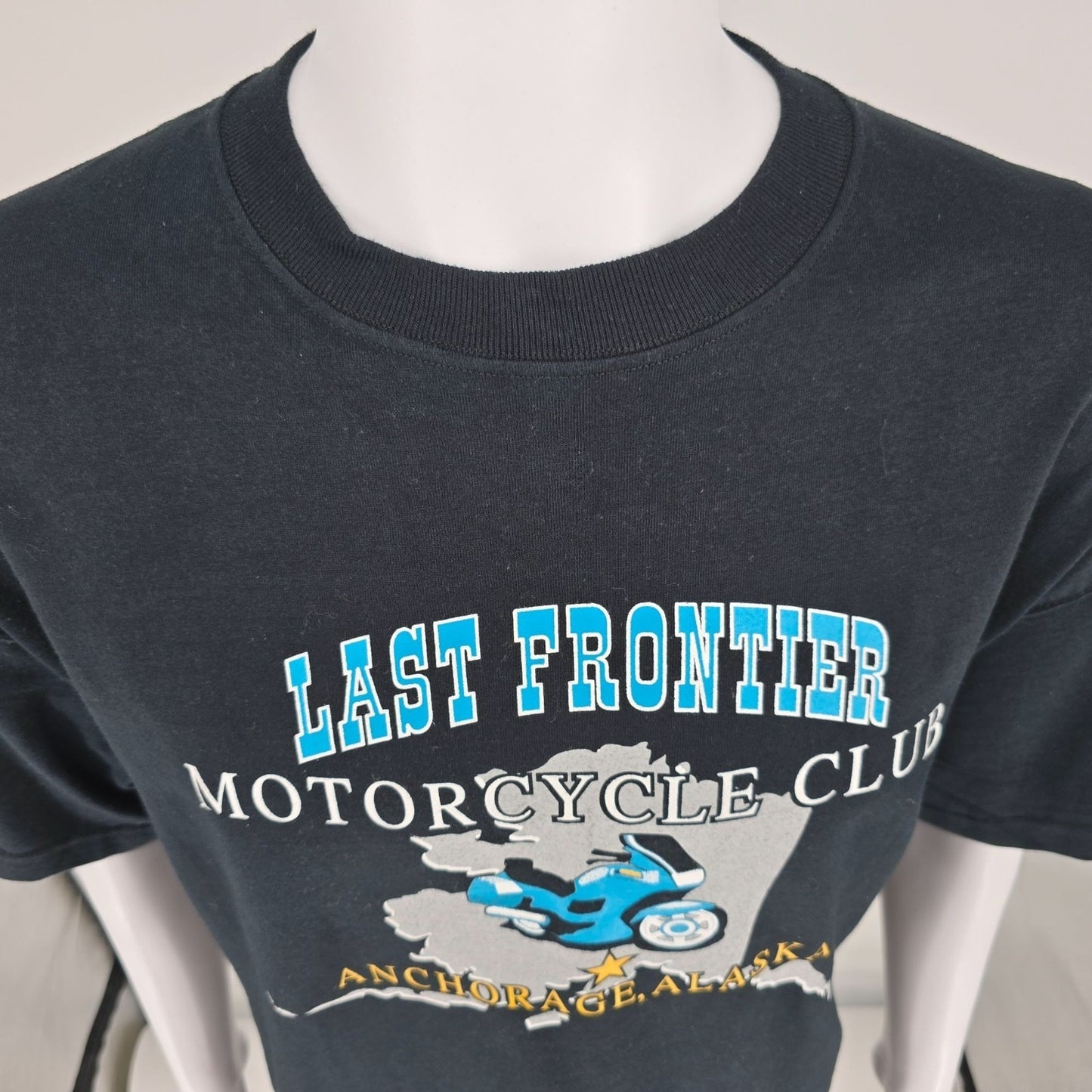 Vintage Y2K Last Frontier Motorcycle Club Anchorage Alaska Black T-Shirt (2XL)