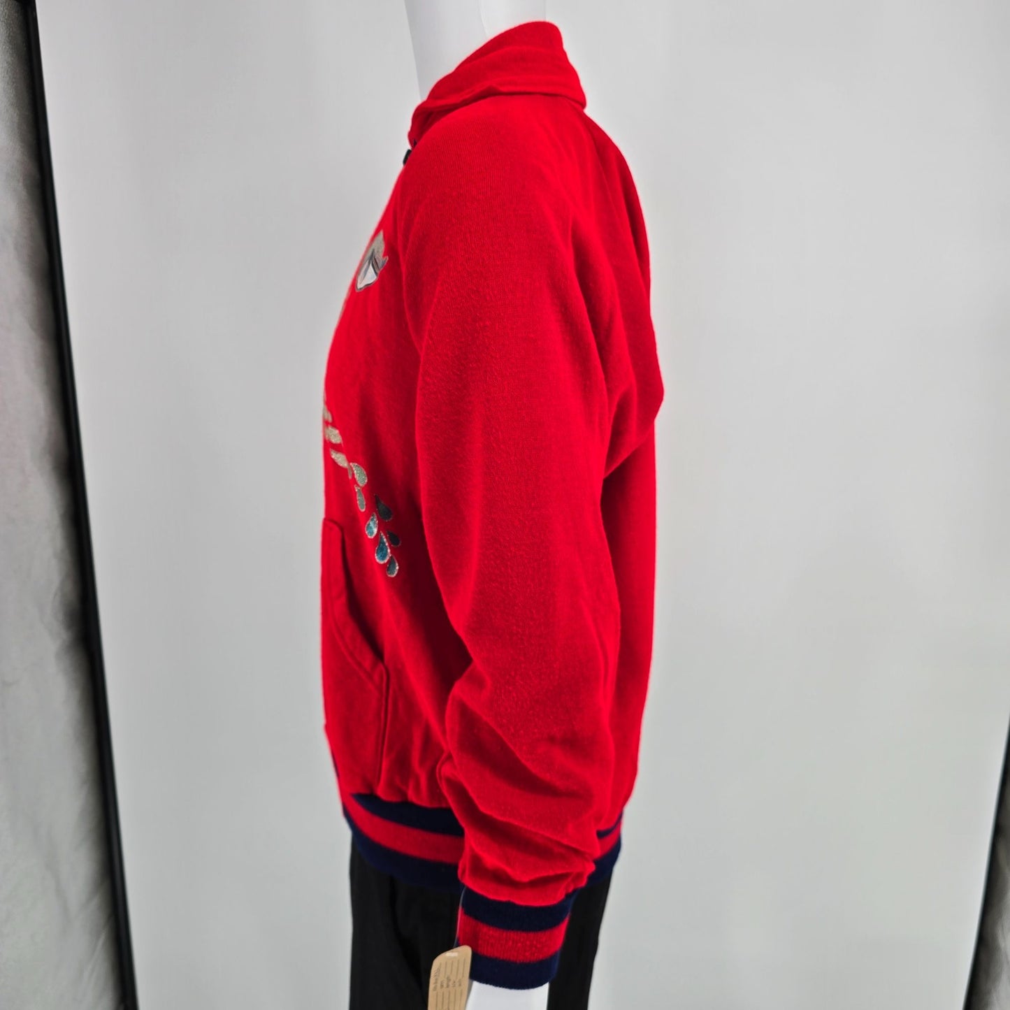 Vintage 1970s Unbranded "Foxy Grandma" Glitter Graphic Zip-Up Jacket (L)