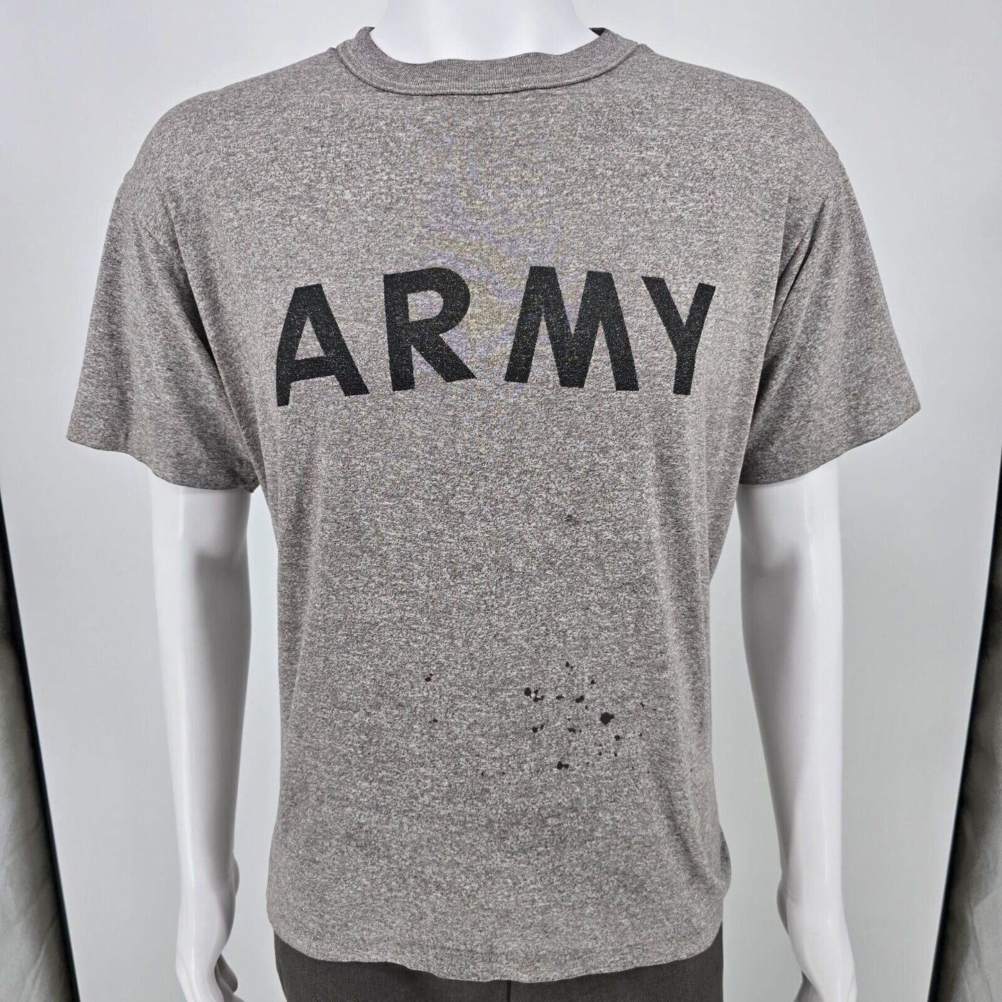 Distressed Vintage 1992 U.S. Army Physical Fitness Uniform Gray T-Shirt (L)