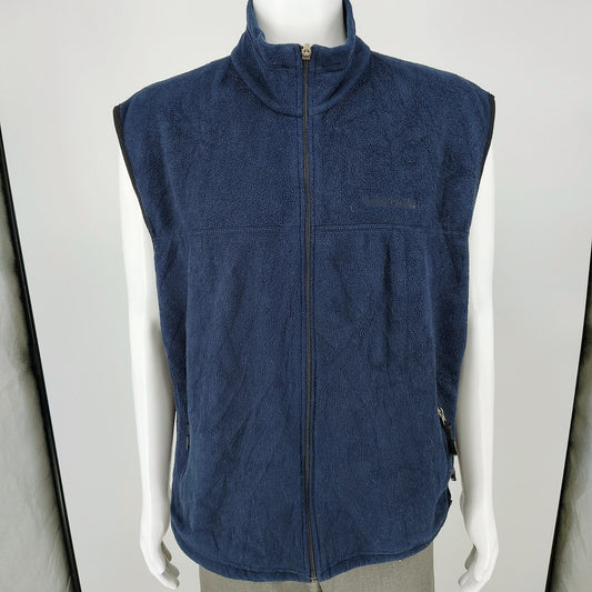 Timberland 2000s Mens Polartec Navy Fleece Full Zip Vest Zipper Pockets (2XL)