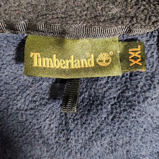 Timberland 2000s Mens Polartec Navy Fleece Full Zip Vest Zipper Pockets (2XL)