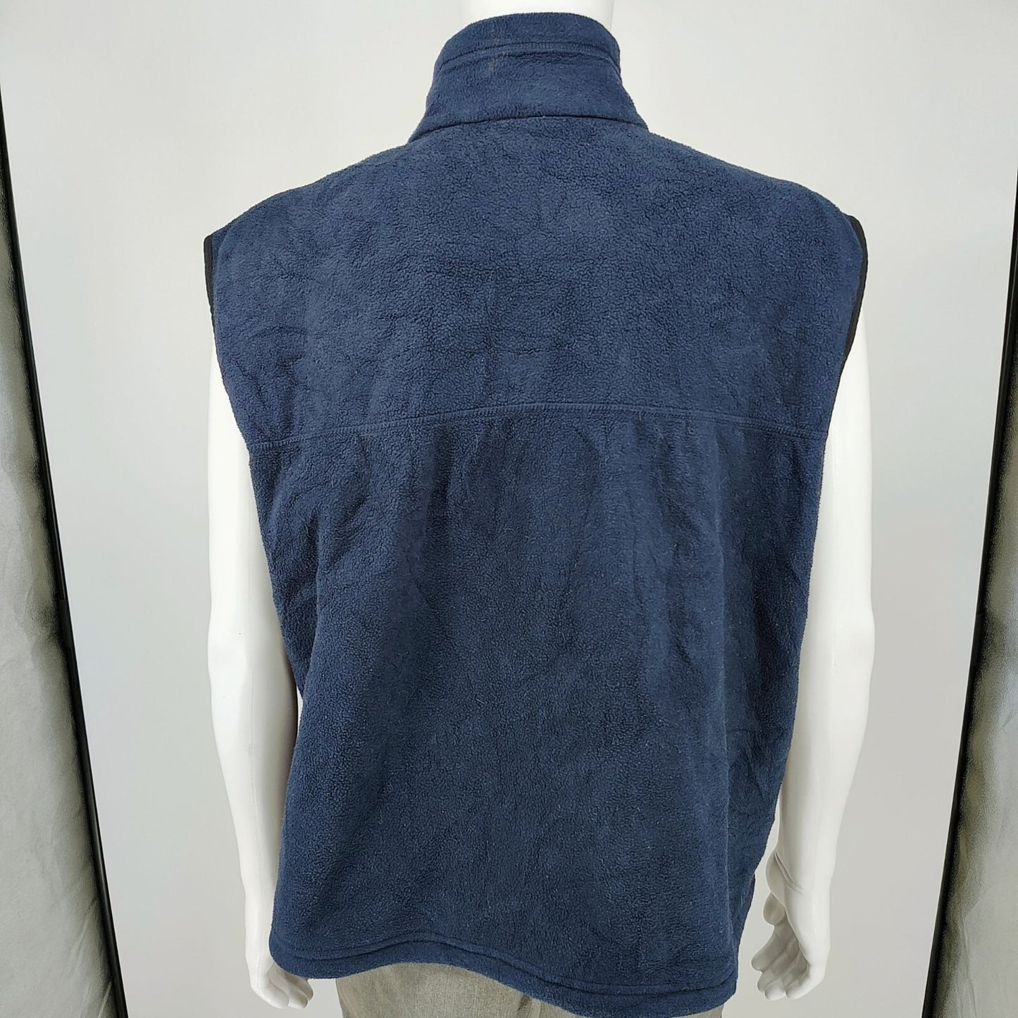 Timberland 2000s Mens Polartec Navy Fleece Full Zip Vest Zipper Pockets (2XL)