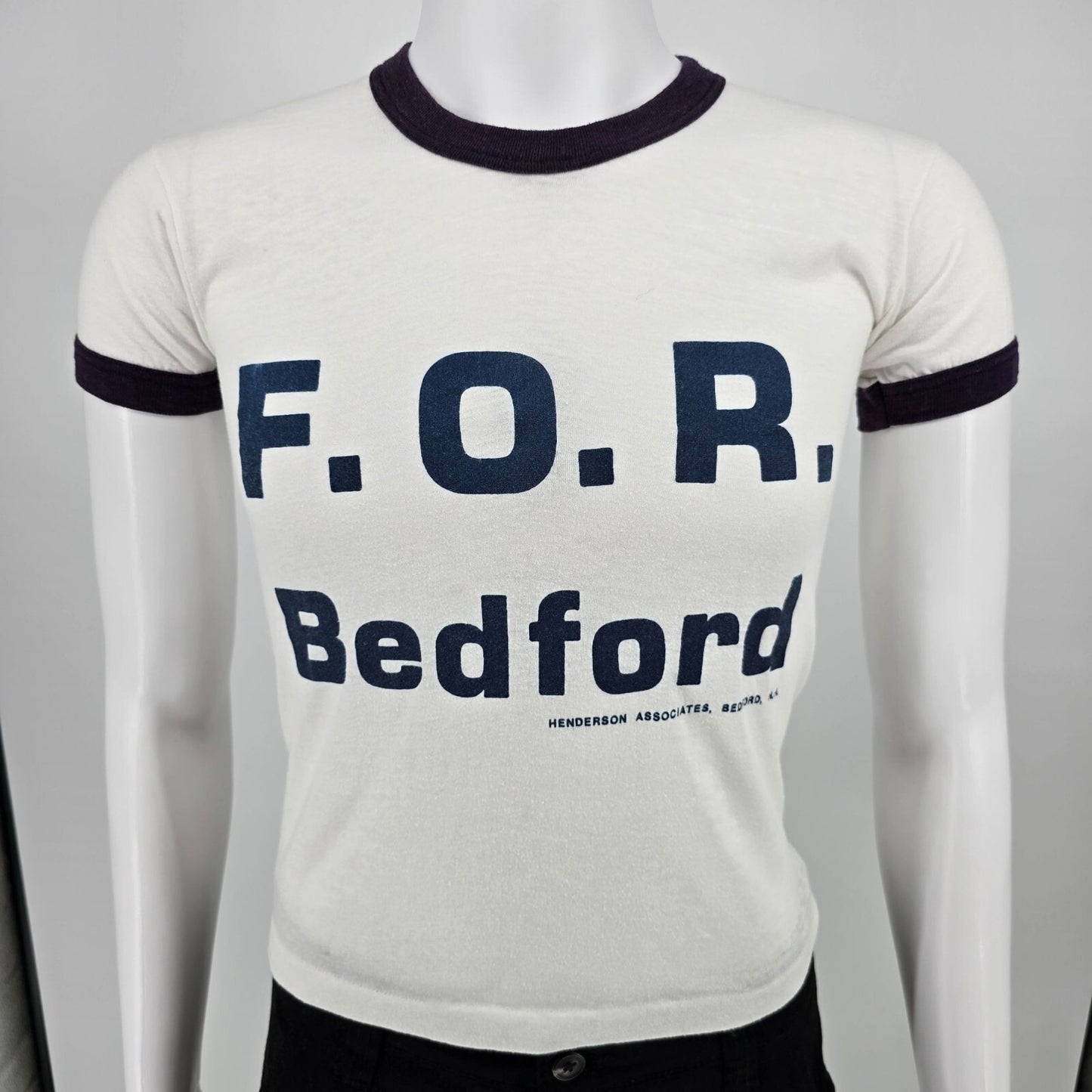 Vintage 1970s F.O.R. Bedford Henderson Associates New Hampshire Ringer Tee (XS)