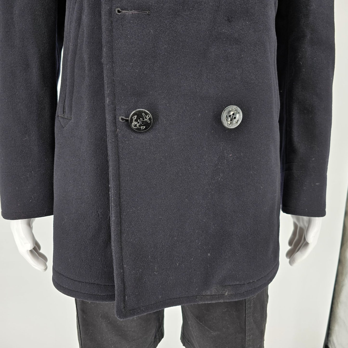 Vintage 1950s U.S. Navy Midnight Blue Double-Breasted Wool Peacoat (M)